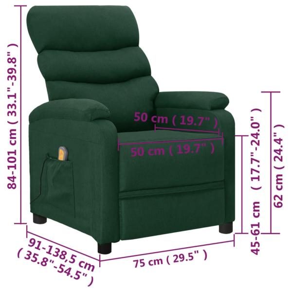 Massagesessel Dunkelgrün Stoff