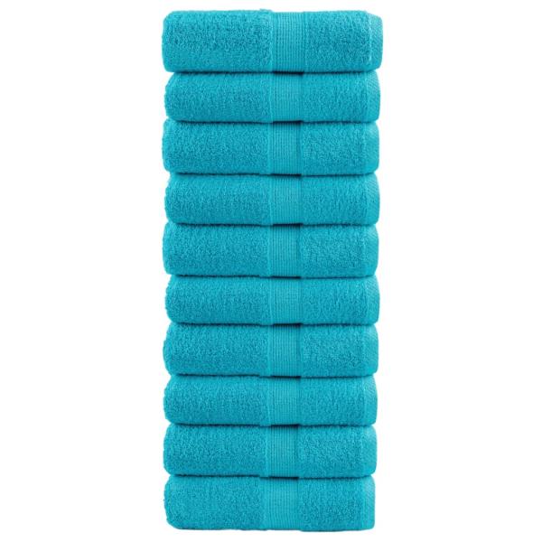 ARDEBO.de - Premium-Gästetücher SOLUND 10 Stk. Türkis 30x50 cm 600 g/m²