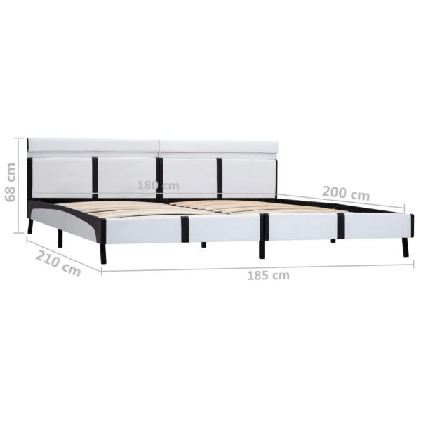Bettgestell mit LED Weiß Kunstleder 180×200 cm