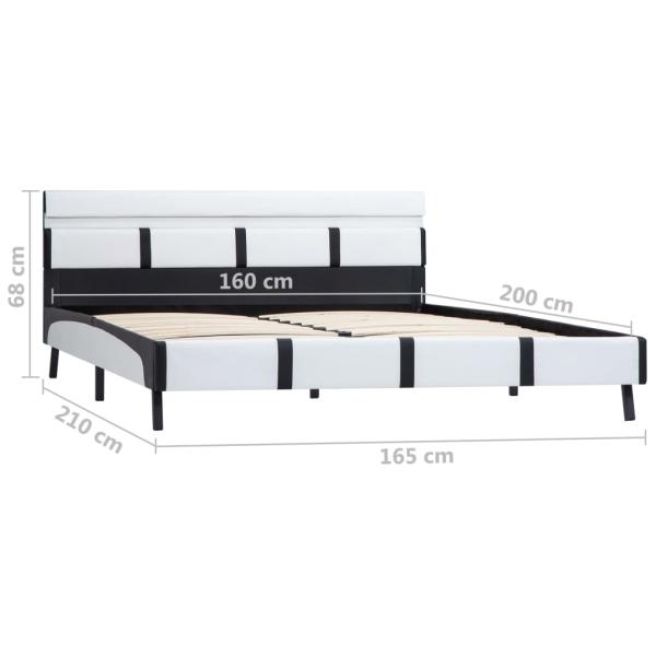 Bettgestell mit LED Weiß Kunstleder 160×200 cm