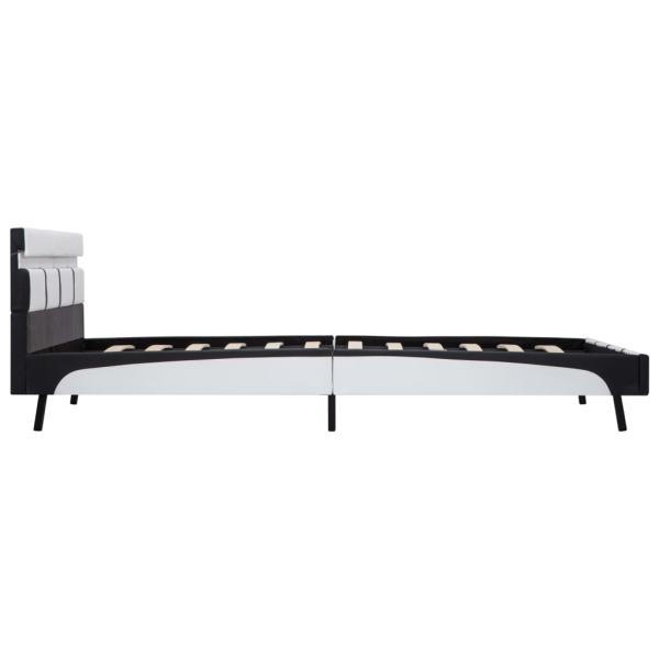 Bettgestell mit LED Weiß Kunstleder 160×200 cm