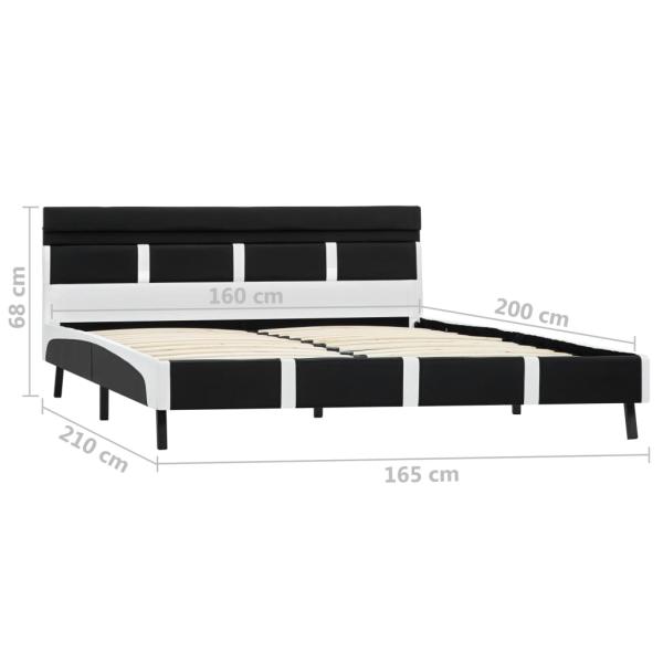 Bettgestell mit LED Schwarz Kunstleder 160x200 cm