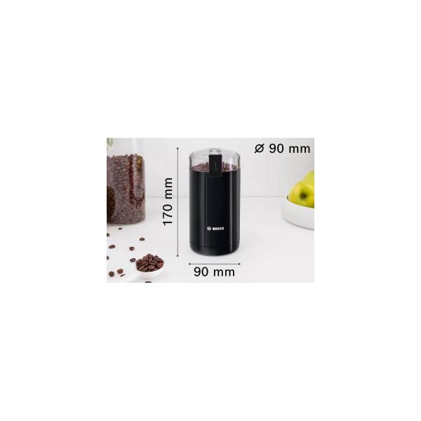 Bosch TSM6A013B Kaffeemühle, Edelstahl-Schlagmesser, 180W, schwarz