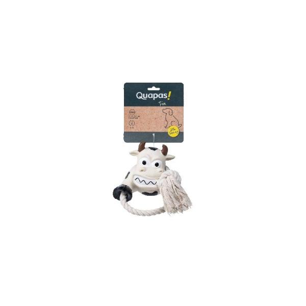 ARDEBO.de Quapas Dog Toy Fun Latex Cow with Rope