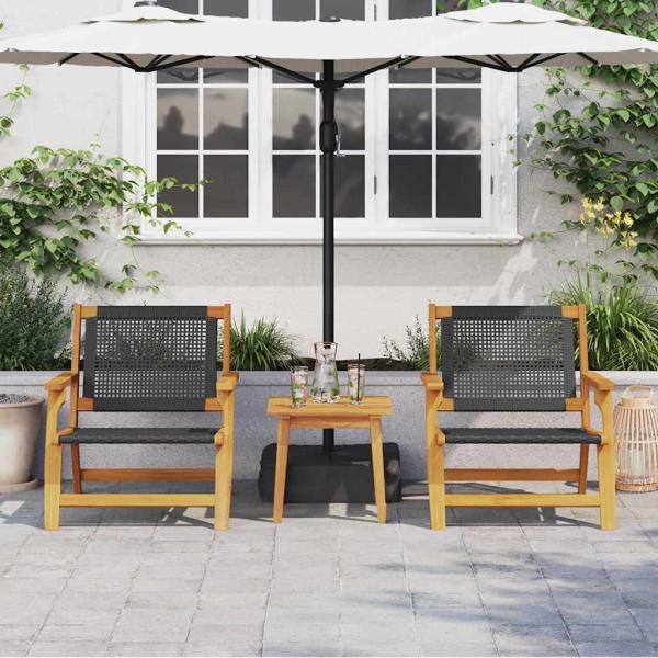 Gartenstühle mit Tisch 3er Set Schwarz aus Akazienholz
