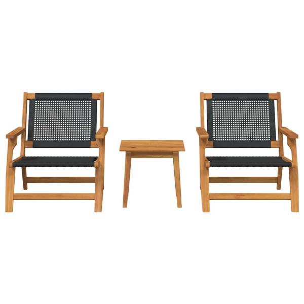 Gartenstühle mit Tisch 3er Set Schwarz aus Akazienholz