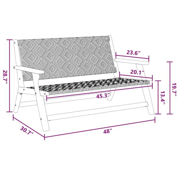 Gartenstühle mit Tisch 4er Set Schwarz und Weiß aus massivem Akazienholz
