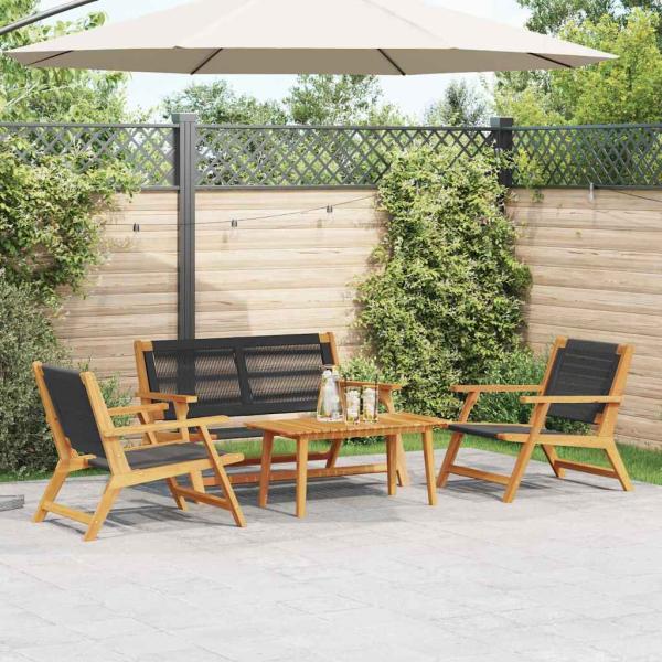 ARDEBO.de - 4-tlg. Garten-Sitzgruppe Schwarz Massivholz Akazie