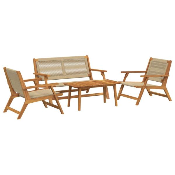Gartenstühle und Tisch 4er Set Beige aus massivem Akazienholz
