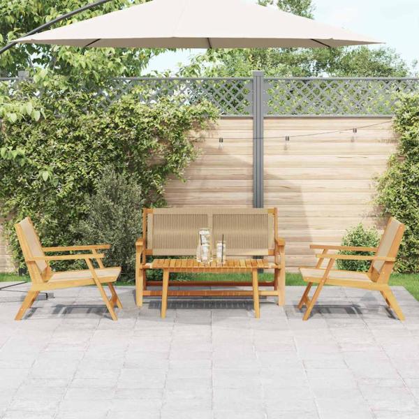 Gartenstühle und Tisch 4er Set Beige aus massivem Akazienholz