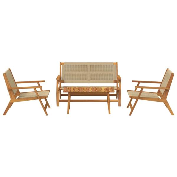 Gartenstühle und Tisch 4er Set Beige aus massivem Akazienholz