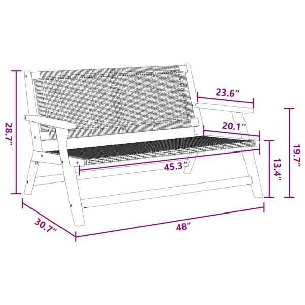 Gartenstuhl-Set mit Tisch, 3 Teile, Schwarz, Akazie Massivholz