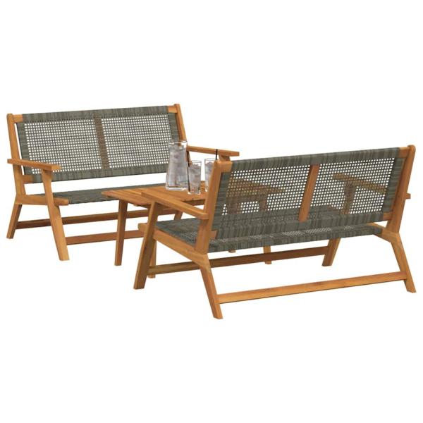 Gartenstühle mit Tisch 3er Set Grau Akazienholz