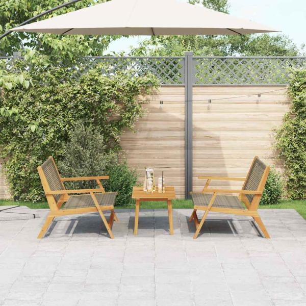 Gartenstühle mit Tisch 3er Set Grau Akazienholz