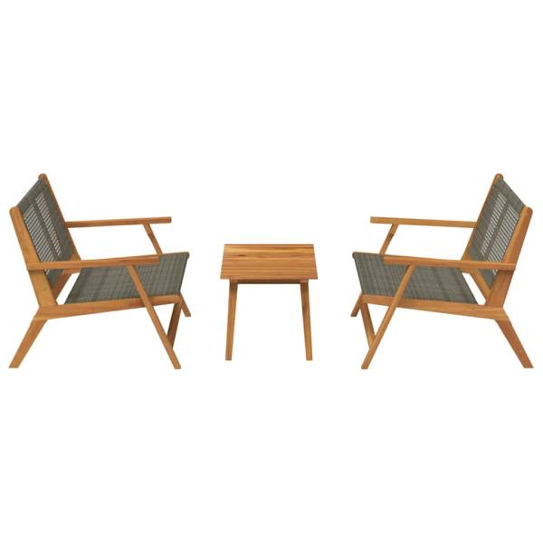 Gartenstühle mit Tisch 3er Set Grau Akazienholz