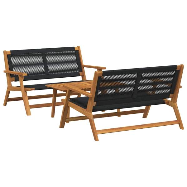 Gartenstühle mit Tisch 3er-Set Schwarz Akazienholz