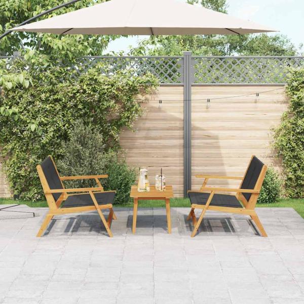 Gartenstühle mit Tisch 3er-Set Schwarz Akazienholz