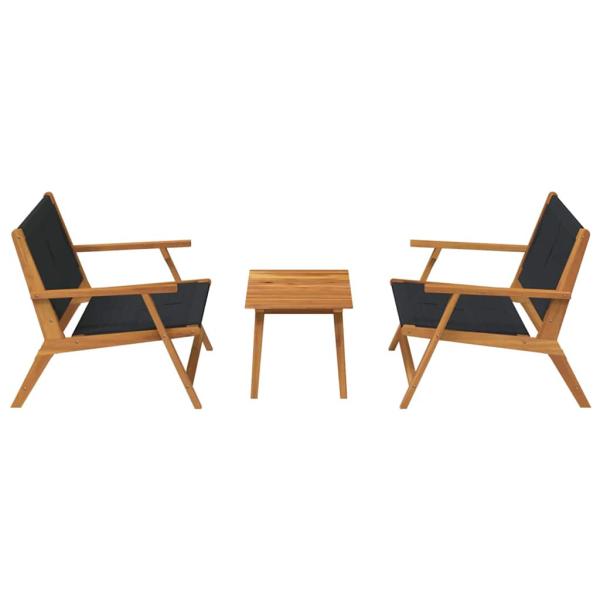 Gartenstühle mit Tisch 3er-Set Schwarz Akazienholz