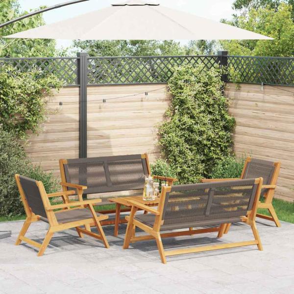 ARDEBO.de - 5-tlg. Garten-Sitzgruppe Grau Massivholz Akazie
