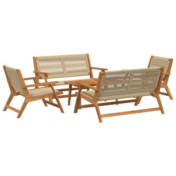 ARDEBO.de - 5-tlg. Garten-Sitzgruppe Beige Massivholz Akazie