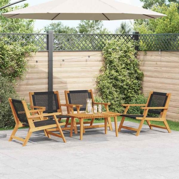 ARDEBO.de - Gartenstühle mit Tisch 5 Stück Schwarz Akazienholz