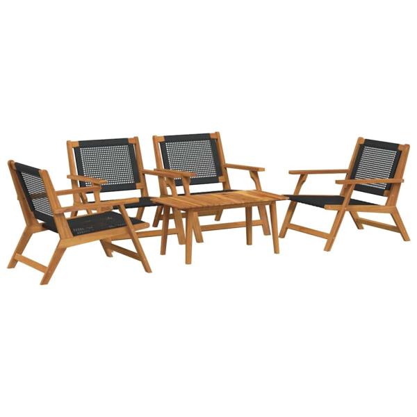 Gartenstühle mit Tisch 5 Stück Schwarz Akazienholz