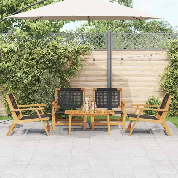 Gartenstühle mit Tisch 5 Stück Schwarz Akazienholz