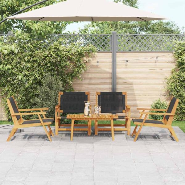 ARDEBO.de - Gartenstuhl-Set mit Tisch, 5 Teile, Schwarz, Akazienholz