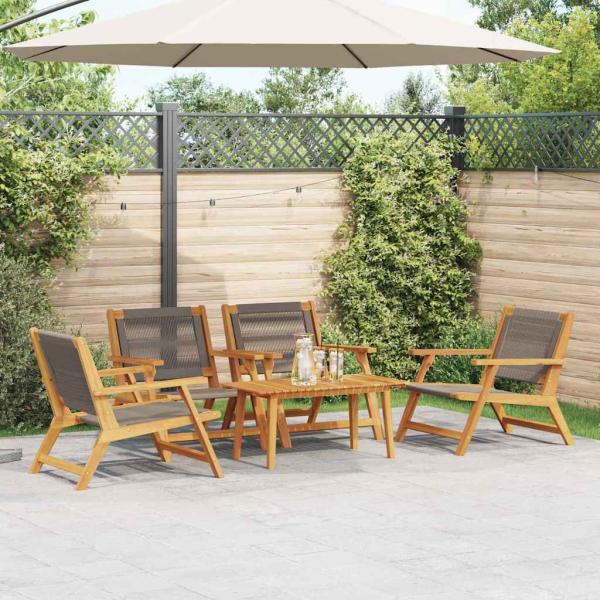 ARDEBO.de - Gartenstühle mit Tisch 5 Teile Grau aus Akazienholz