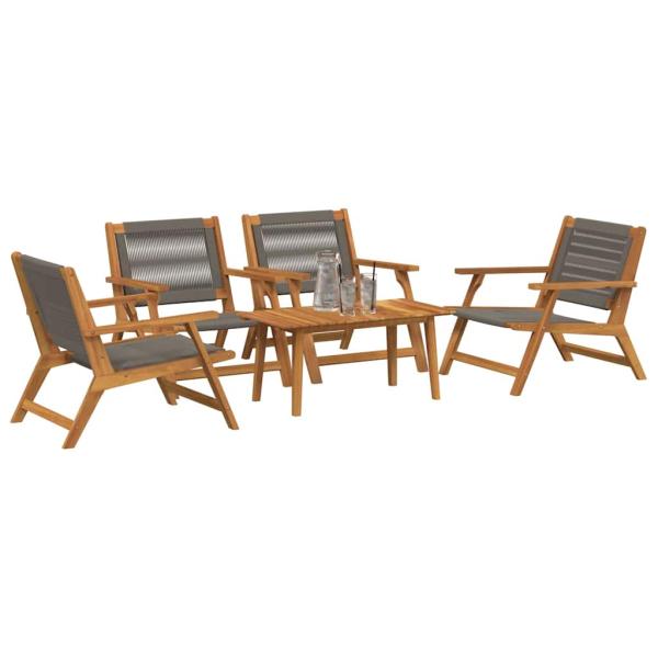 Gartenstühle mit Tisch 5 Teile Grau aus Akazienholz