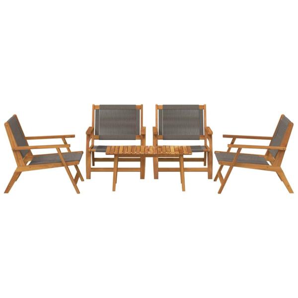 Gartenstühle mit Tisch 5 Teile Grau aus Akazienholz