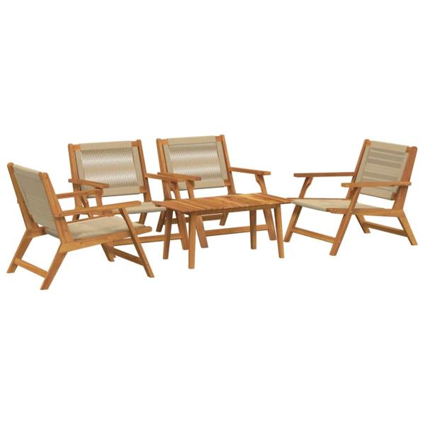5-tlg. Garten-Sitzgruppe Beige Massivholz Akazie