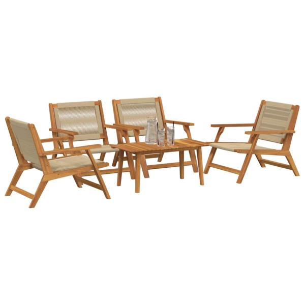 5-tlg. Garten-Sitzgruppe Beige Massivholz Akazie