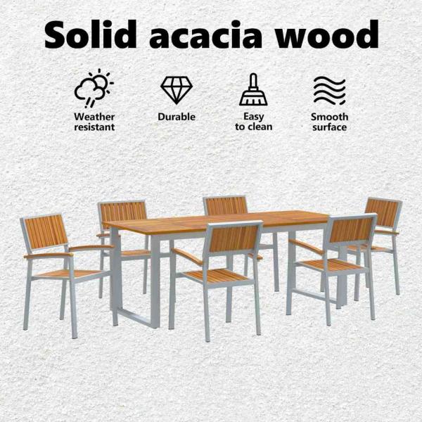 Garten Essgruppe 7 pcs Grau Massivholz Akazie
