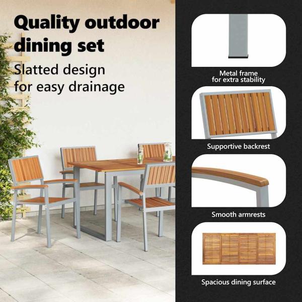 Garten Essgruppe 7 pcs Grau Massivholz Akazie