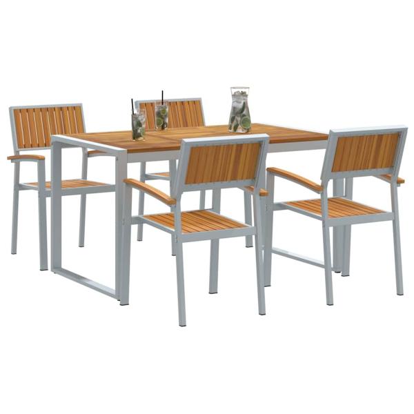 Garten Essgruppe 5 pcs Grau Massivholz Akazie