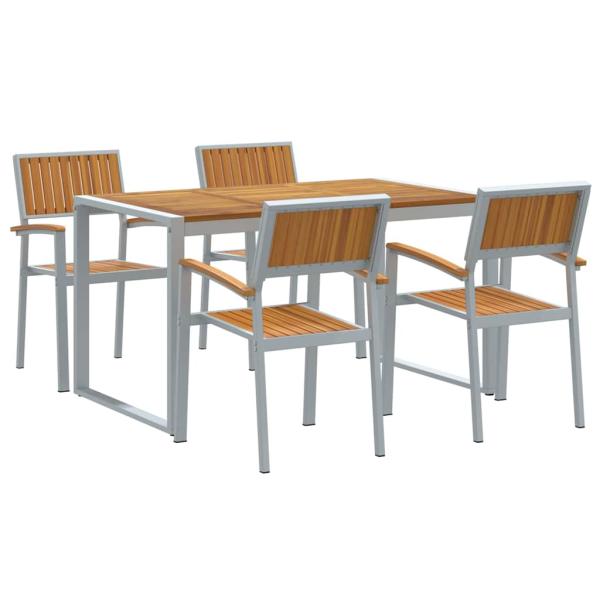 Garten Essgruppe 5 pcs Grau Massivholz Akazie