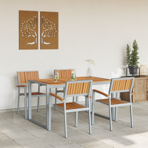 Garten Essgruppe 5 pcs Grau Massivholz Akazie