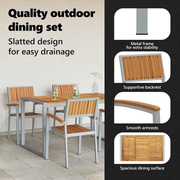 Garten Essgruppe 5 pcs Grau Massivholz Akazie