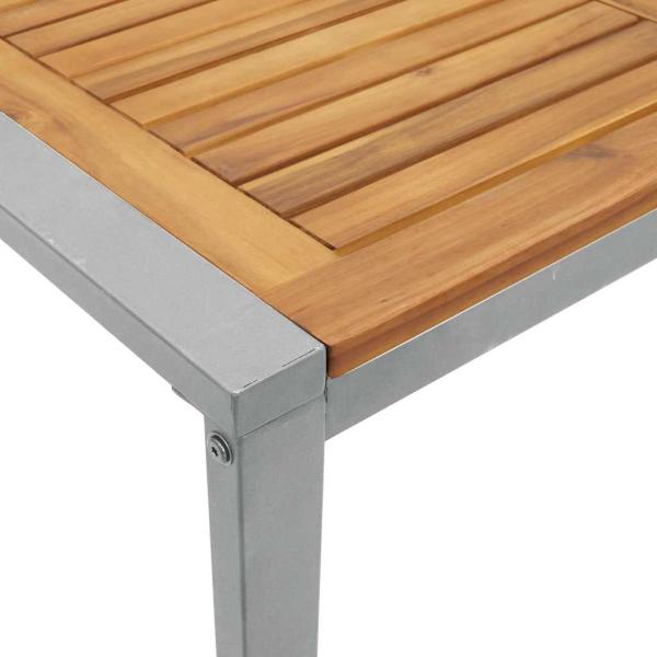 7-teiliges Gartentisch-Set aus massivem Akazienholz und Metall