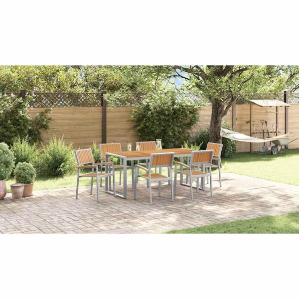 7-teiliges Garten-Esszimmer-Set aus massivem Akazienholz und Metall