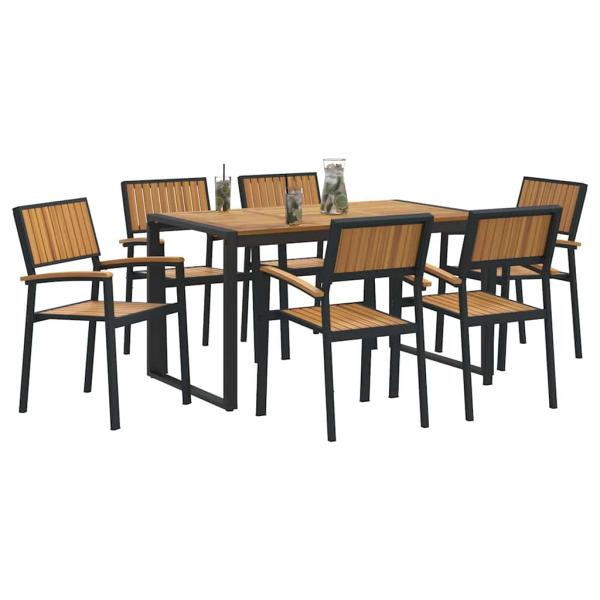 7-teilige Gartenset Massivholz Akazie und Metall
