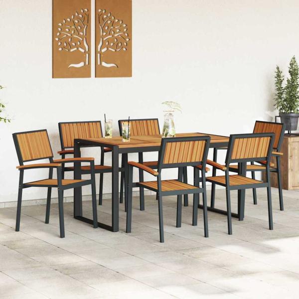 7-teilige Gartenset Massivholz Akazie und Metall