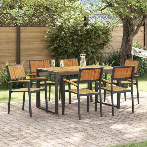 7-teilige Gartenset Massivholz Akazie und Metall