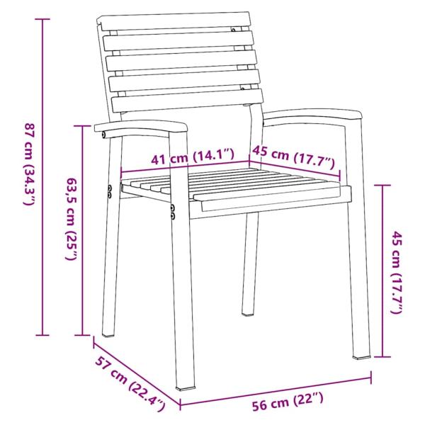7-teiliges Garten-Esstisch-Set aus massivem Akazienholz und Metall