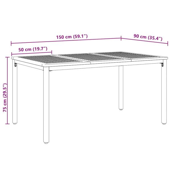 5-teiliges Garten-Esszimmer-Set aus massivem Akazienholz und Metall