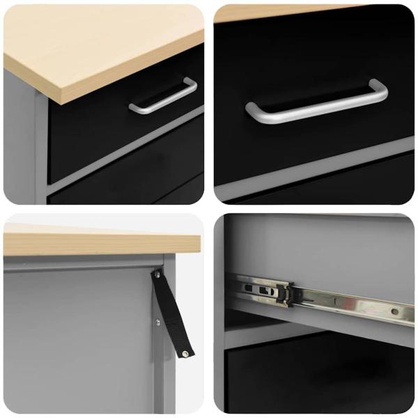 8-teiliges Werkstatt-Schrank- und Pegboard-Set in Schwarz aus MDF und Metall