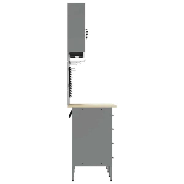 8-teiliges Werkstatt-Schrank- und Pegboard-Set in Schwarz aus MDF und Metall