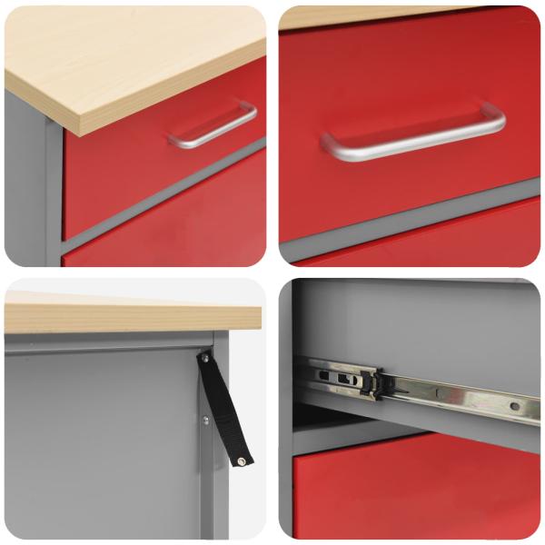 7-tlg. Werkstattschrank-Set mit Stecktafel Rot MDF und Metall