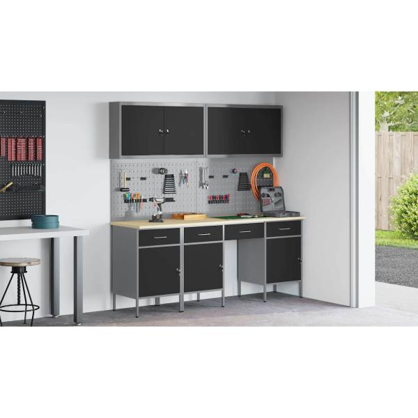 10-tlg. Werkbank-Set Schwarz Stahl